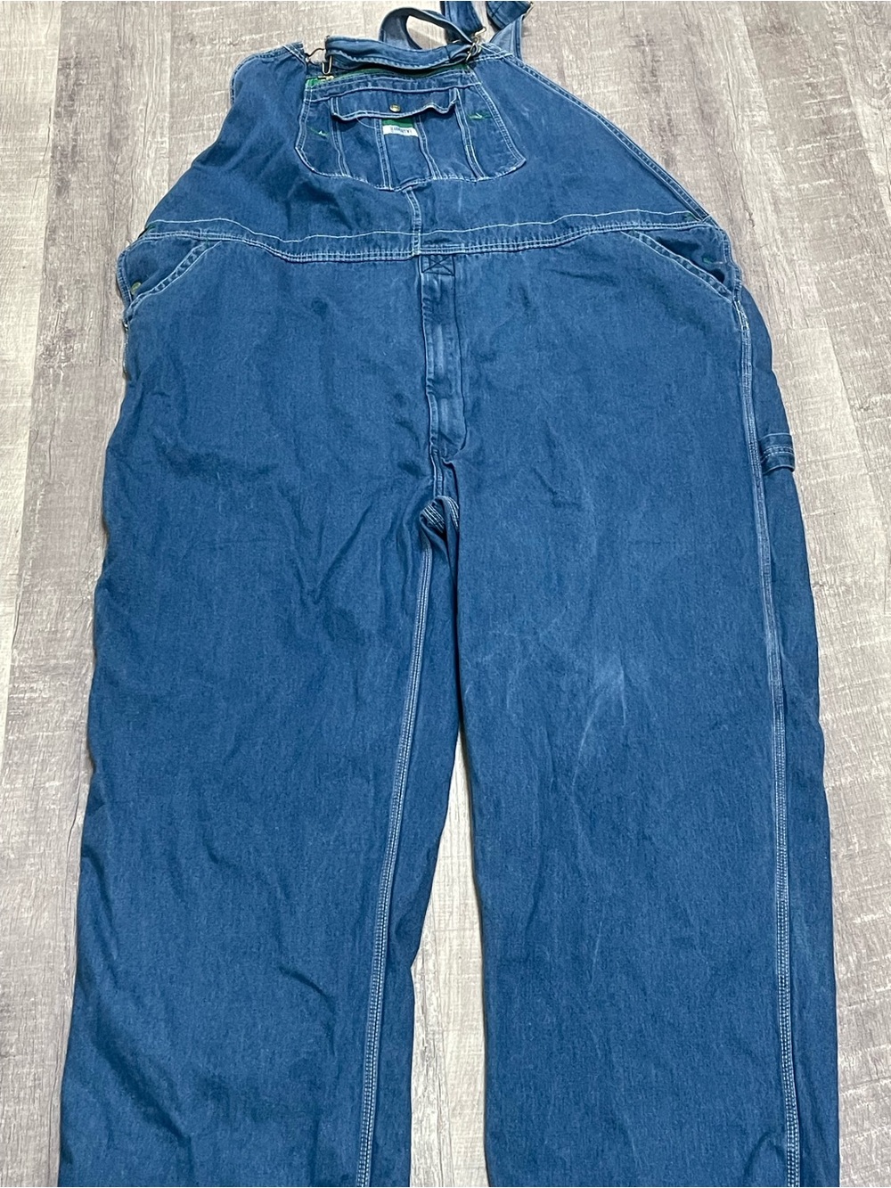 Liberty Denim Bib Overalls Mens 54x32 Blue Workwear Carpenter Pockets Relaxed